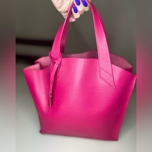 FURLA Jucca small saffiano tote in fuschia pink.